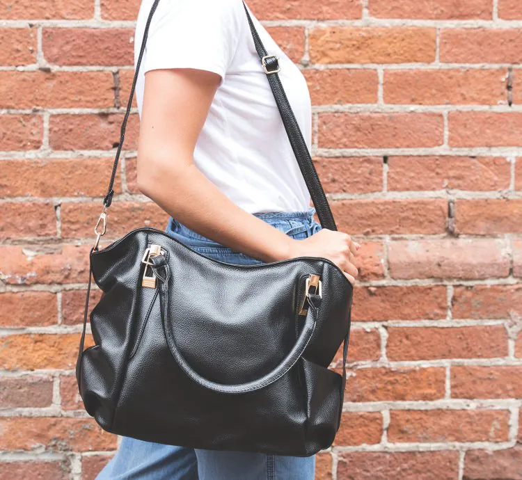 Black bag over the shoulder