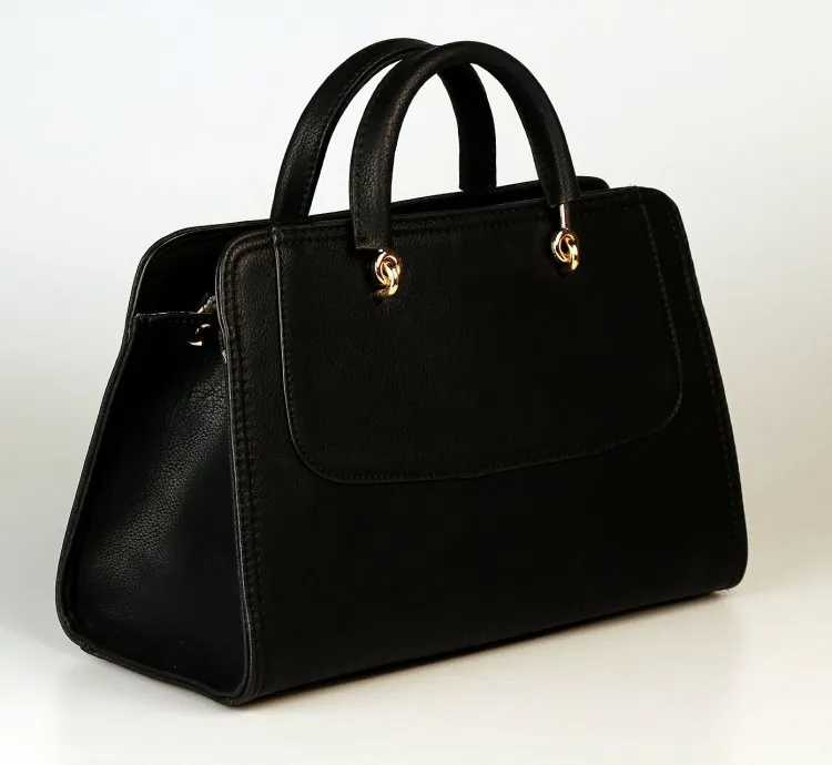 Women black leather handbag